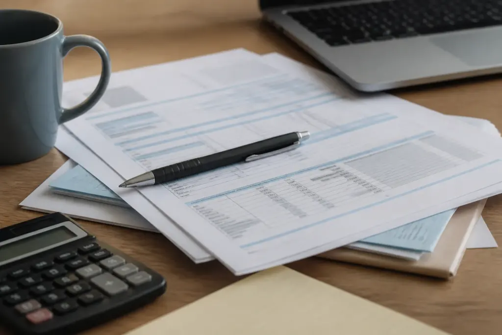 Formulaire fiscal avec stylo noir et donnees numeriques