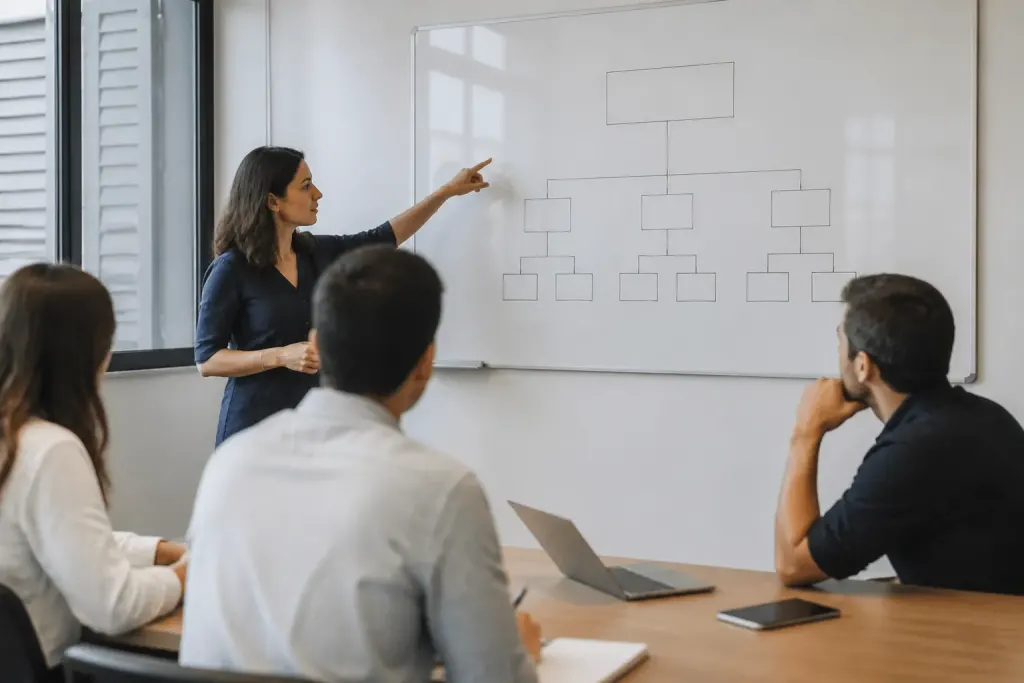 Organigramme hierarchique montrant filiales sous societe mere centrale
